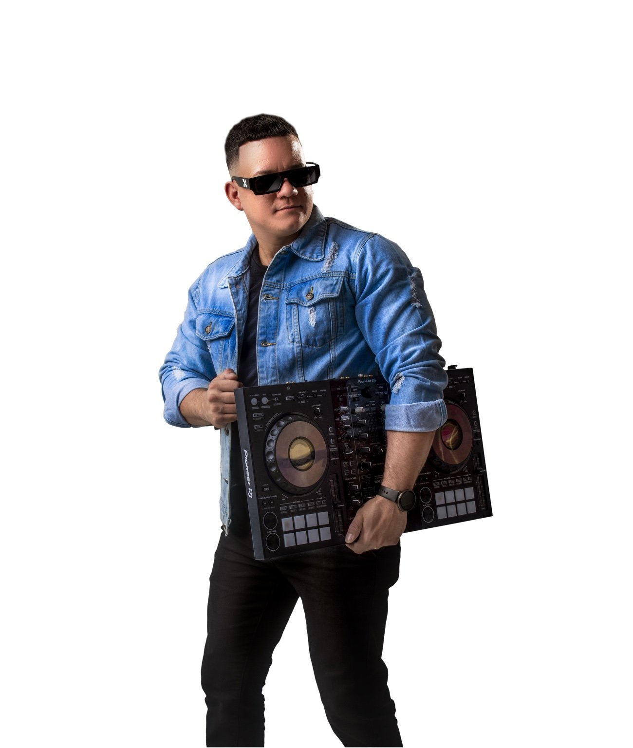 DJ Hector performing with DJ controller